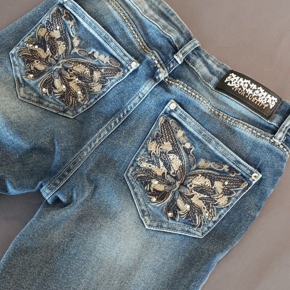J for Justify Denim - J For Justify Butterfly Embroidered Bootcut Jeans Medium Wash Blue Size 3 03